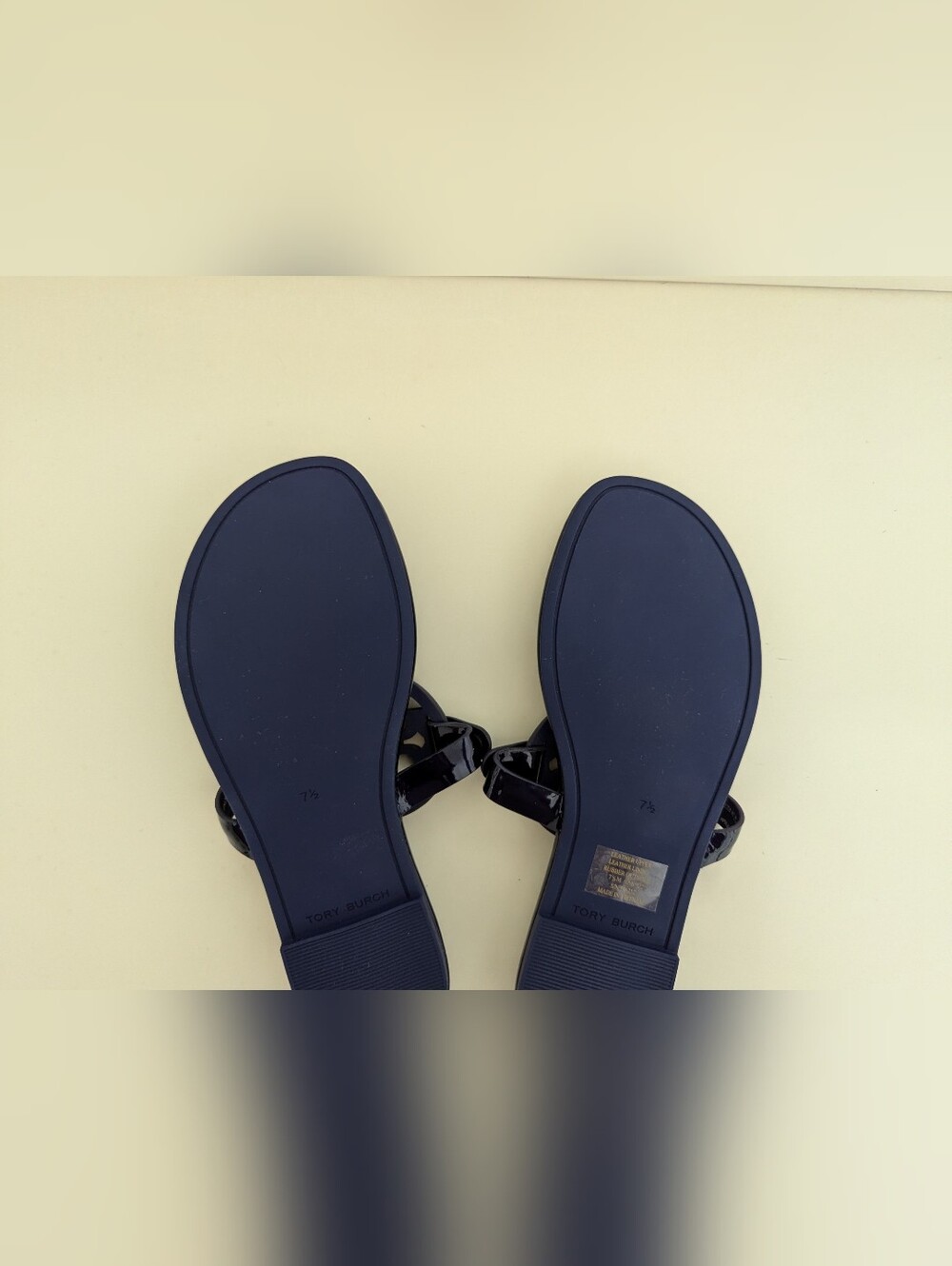 NWOT! Tory Burch Miller Sandal In Dark Blue Patent Leather Size 7.5 - Picture 14 of 15